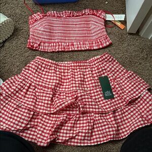 Red Gingham Two-Piece Set